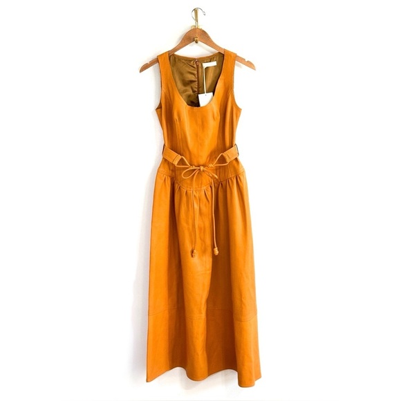 NWT Ulla Johnson Midi Sleeveless Belted Cordelia Leather Dress - Picture 2 of 10